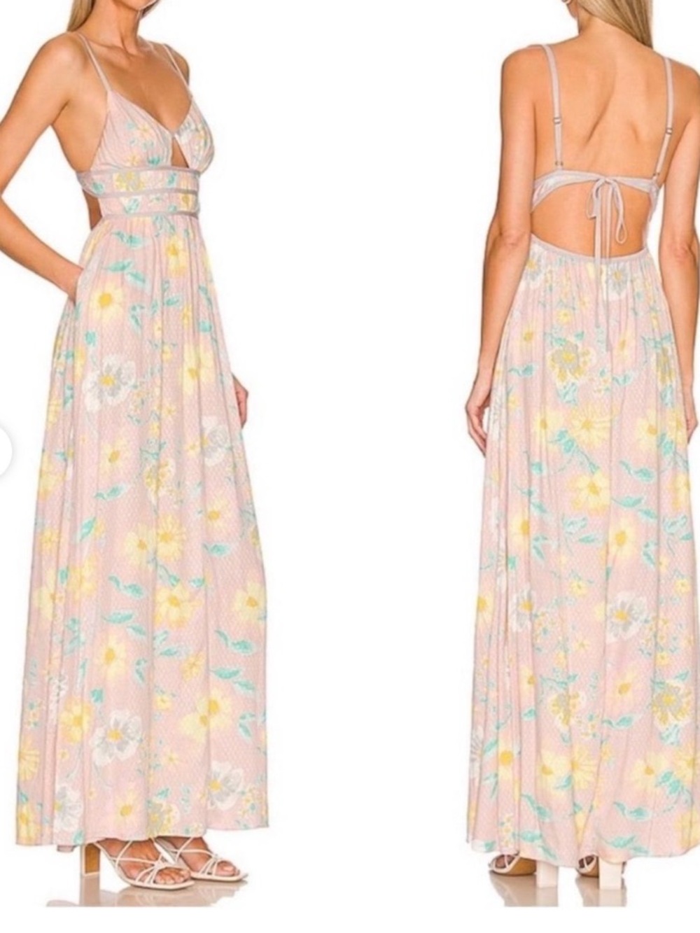 Free People silky Wisteria floral maxi dress